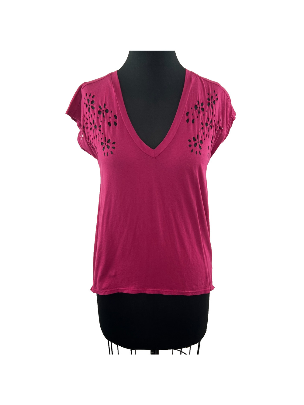 Anthropologie Idlewild Pink Cut Out Floral Short Sleeve Top Cover Up Hi Low XS